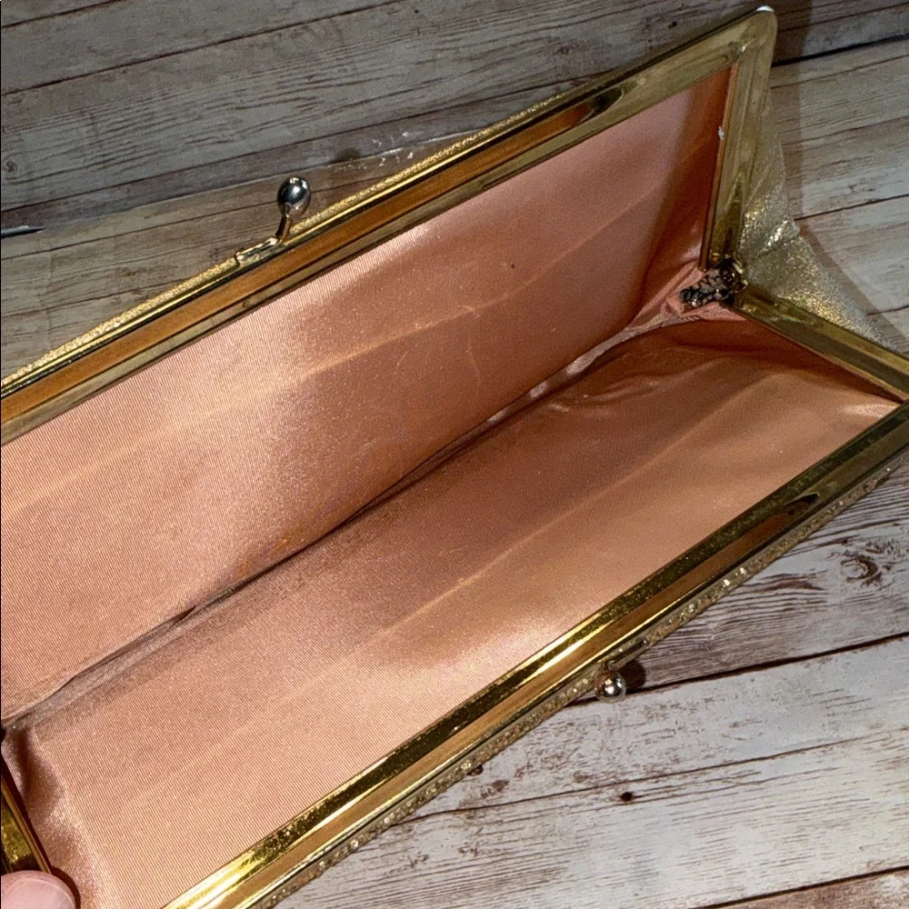 Vintage Gold Glitter Clutch 60's 70's
